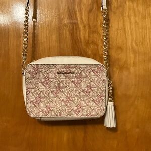 Michael Kors Jet Set Medium Logo Smokey Rose Multi Camera Crossbody Bag - EUC